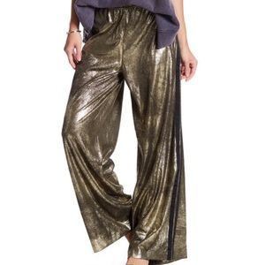 Free People Gold Metallic Party Pants
